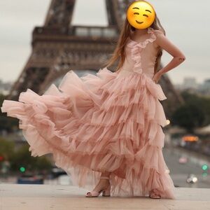 Joyfolie Adrienne impact Elegant Pink Ruffled Gown girls size 14